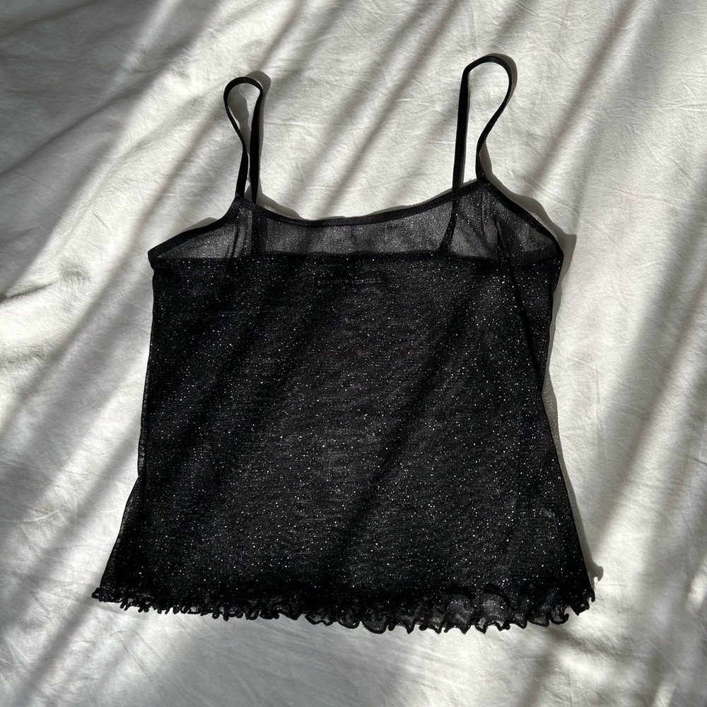 Brandy Melville metallic silver mesh sparkly tank top